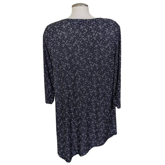DKR Tunic Top Shirt Womens Plus 2X Stretchy Slinky Travel Flowy Black Polka Dot - Picture 4 of 6